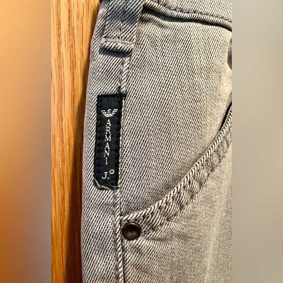 AJ Armani Jeans Gray Stretch Denim Skinny Cargo Pants Size 27 w/ Zipper Pockets - Picture 8 of 16